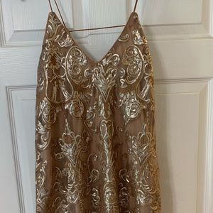 New gold semi formal dress size xs